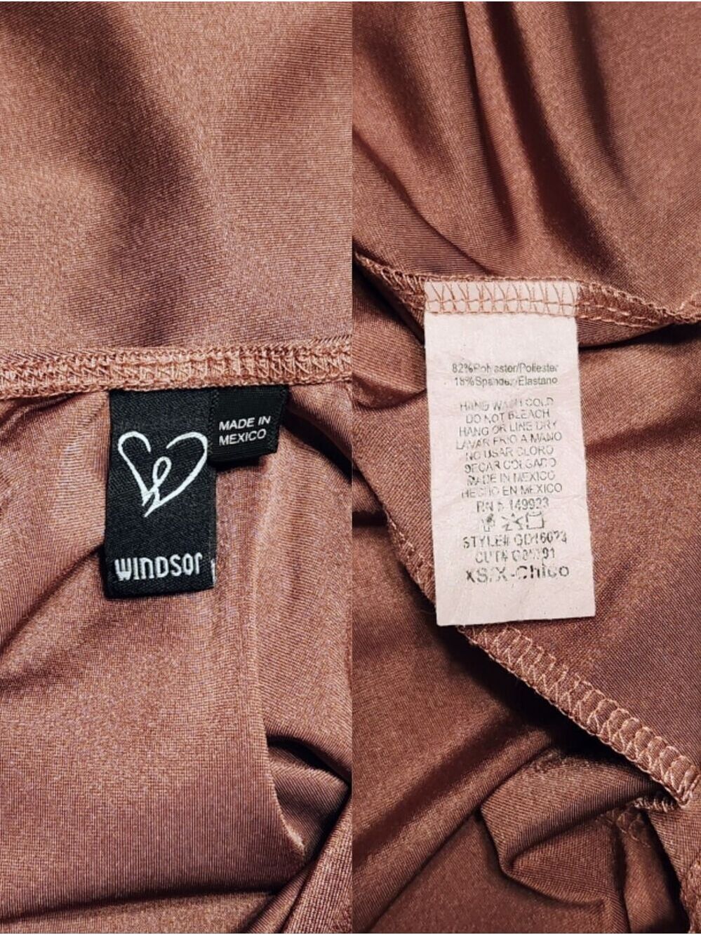 Windsor Satin Spaghetti Strap Asymmetrical Split Party Midi Dress Brown X-Small - Picture 9 of 10